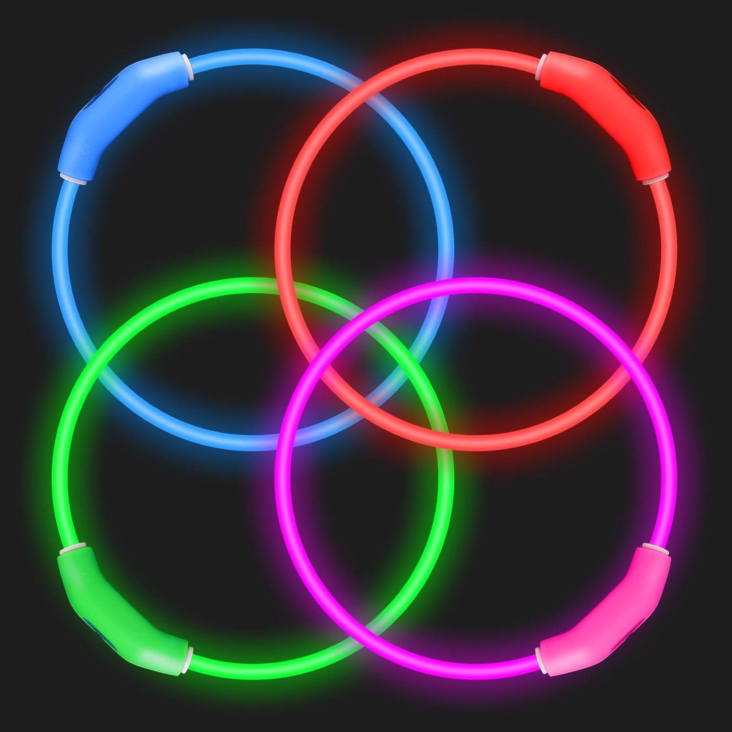 Illuminate Your Dog's Safety: 2-Pack Rechargeable LED Collars in Vibrant Red & Pink for All Breeds