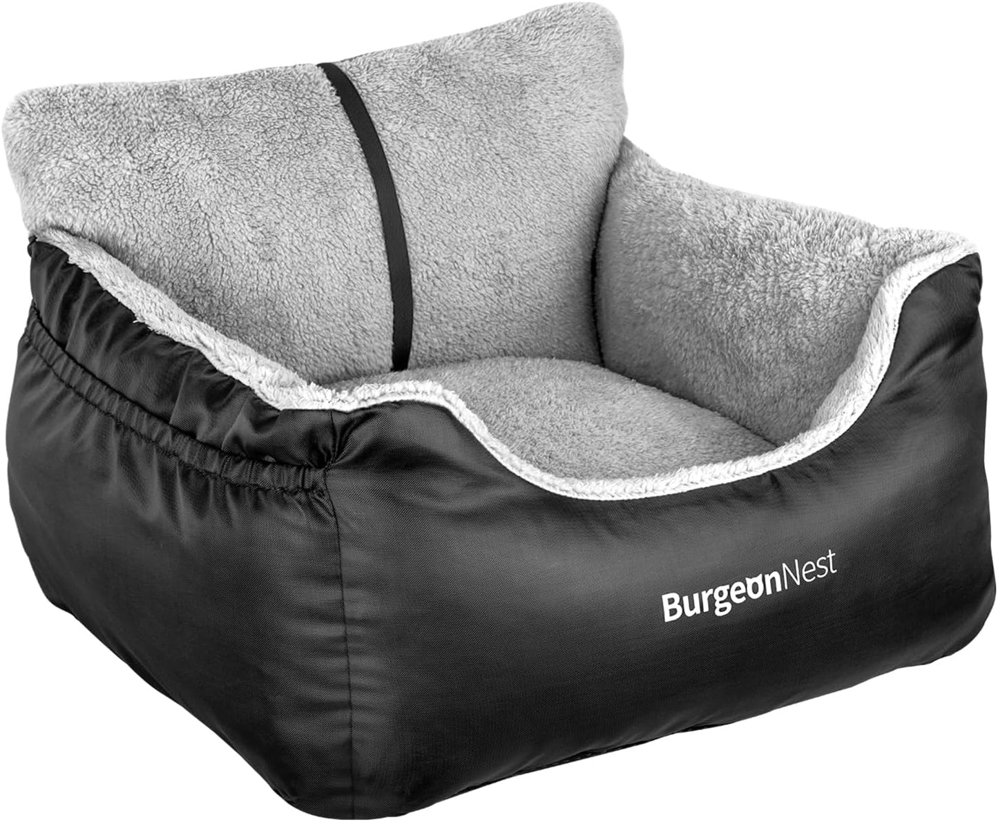 Premium Black Dog Car Seat for Small Dogs - Soft, Fully Detachable & Washable Booster Seat with Storage Pockets and Adjustable Leash for Travel Comfort