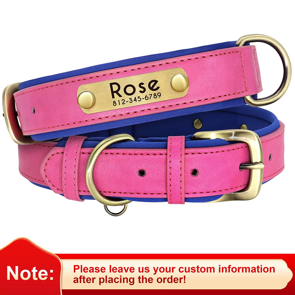 Personalized PU Leather Dog Collar with Free Engraving - Soft, Adjustable, and Perfect for All Breeds!
