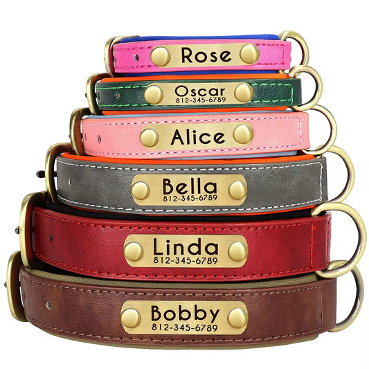 Personalized PU Leather Dog Collar with Free Engraving - Soft, Adjustable, and Perfect for All Breeds!