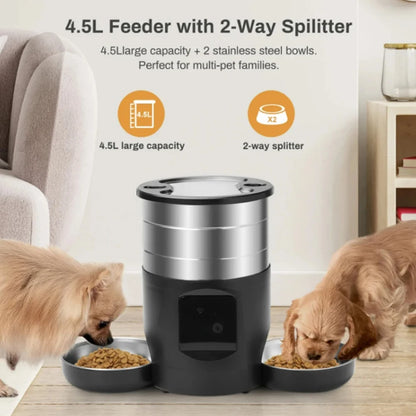 Smart 4.5L WiFi Pet Feeder with Dual Bowls - Perfect for Cats and Dogs!