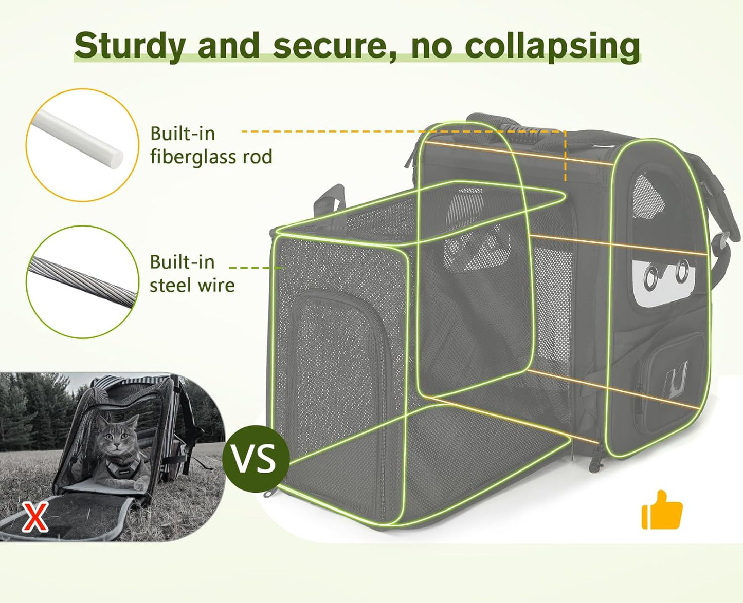 Ultimate Expandable Dog Carrier Backpack - Perfect for Small Dogs & Cats up to 18 Lbs, Waterproof & Breathable Design for Hiking, Travel, and Outdoor Adventures in Sleek Black