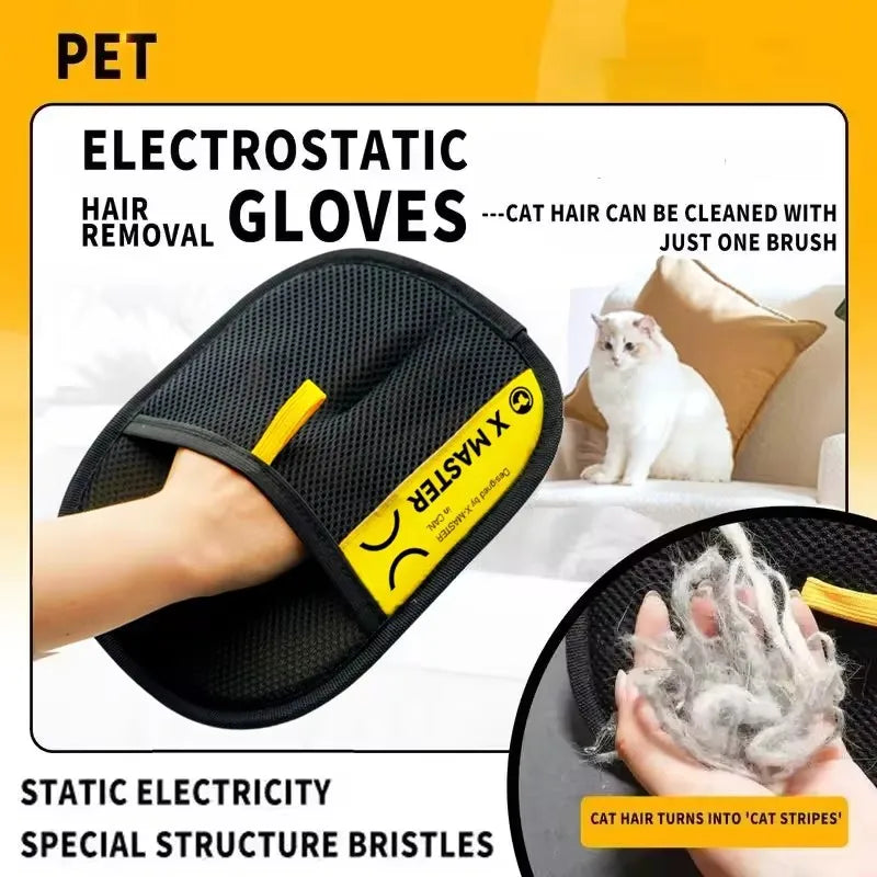 Revolutionary Pet Grooming Gloves - Effortlessly Remove Hair and Lint with 2-in-1 Design!