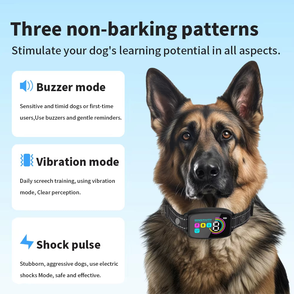 Revolutionary Smart Anti-Bark Dog Collar: Type-C Rechargeable, Adjustable Shock & Vibration for All Breeds