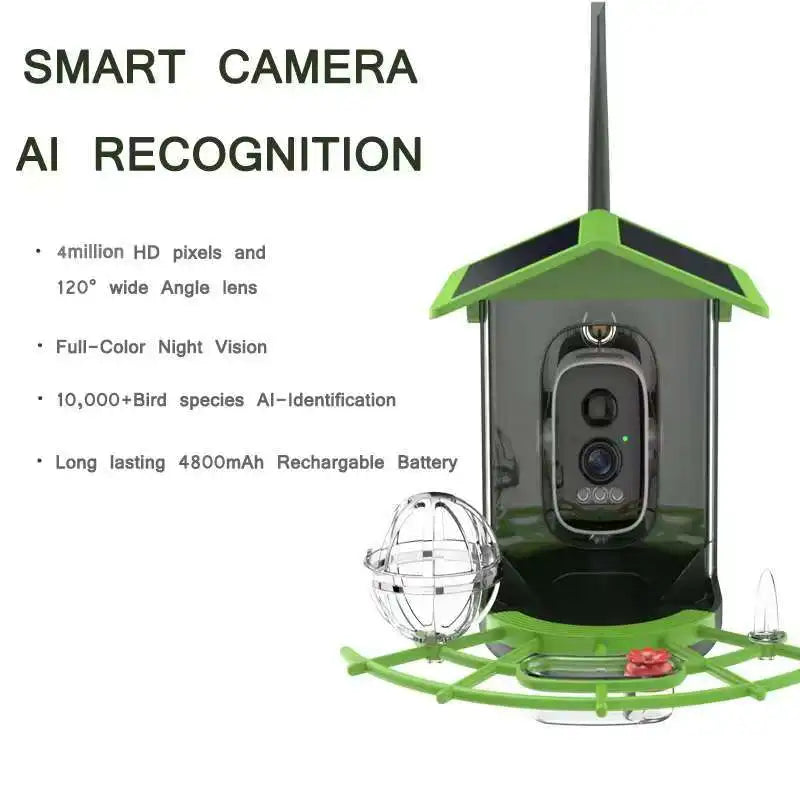 Capture Nature's Beauty with the Solar-Powered 2K HD Bird Feeder Camera - Instant Alerts for Birdwatching Enthusiasts!