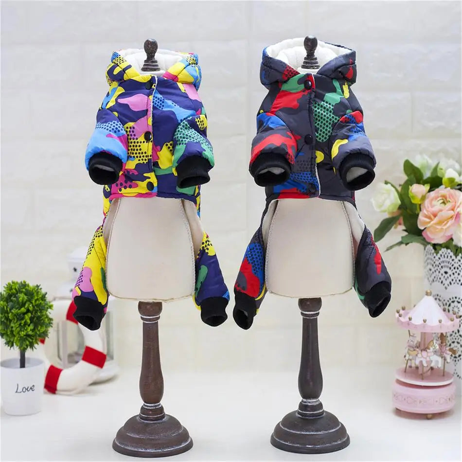 Cozy & Stylish Winter Dog Coat - Windproof Hooded Jumpsuit for Small to Medium Breeds