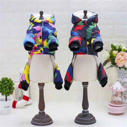 Cozy & Stylish Winter Dog Coat - Windproof Hooded Jumpsuit for Small to Medium Breeds