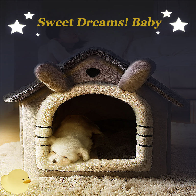 Cozy Coral Fleece Pet Bed for Small Dogs and Cats - Universal Four Seasons Dog House