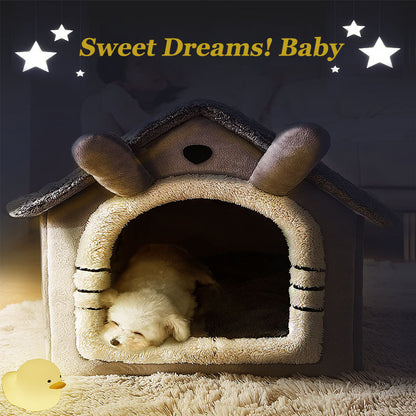Cozy Coral Fleece Pet Bed for Small Dogs and Cats - Universal Four Seasons Dog House