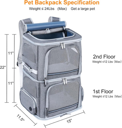 Ultimate Double Cat and Dog Carrier Backpack - Perfect for Traveling with Your Pets in Comfort and Style!