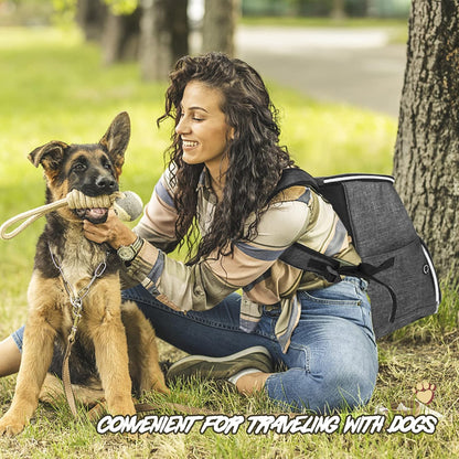 Ultimate Grey Dog Travel Backpack - Airline Approved with Collapsible Bowls and Food Baskets for Your Adventures with Pets