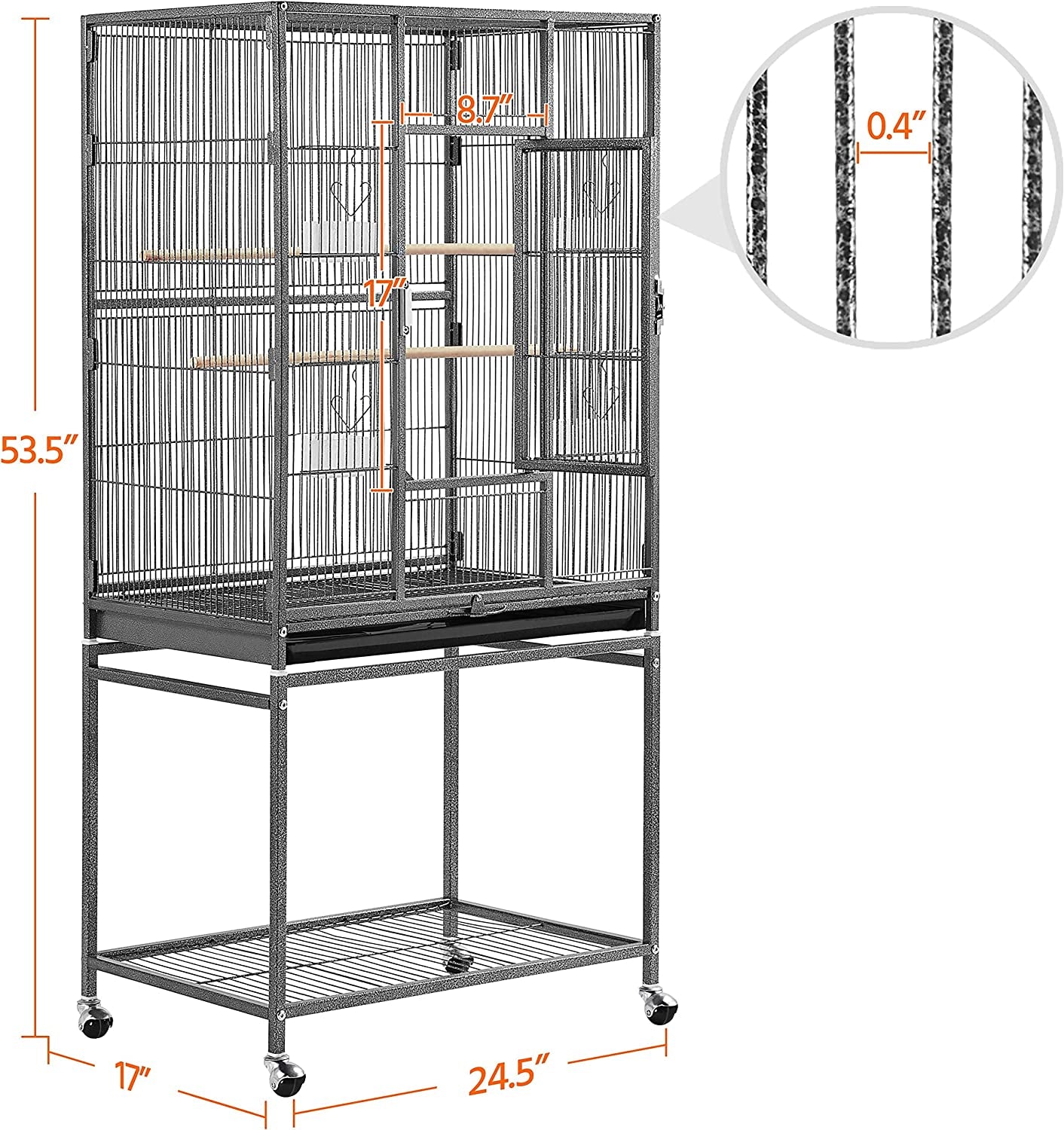 Spacious 54-Inch Wrought Iron Bird Cage with Stand - Perfect Home for Large Parrots and Small Birds