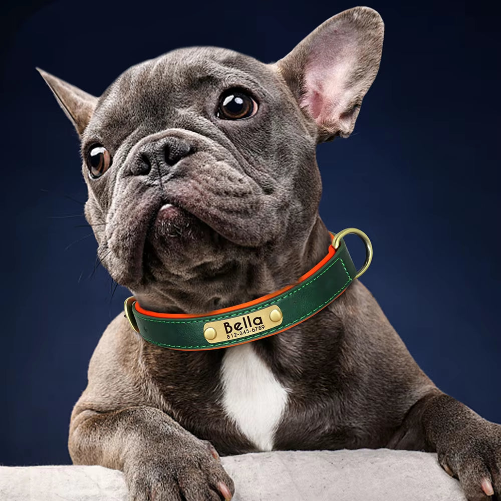Personalized PU Leather Dog Collar with Free Engraving - Soft, Adjustable, and Perfect for All Breeds!