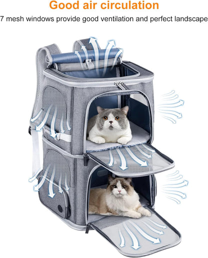 Ultimate Double Cat and Dog Carrier Backpack - Perfect for Traveling with Your Pets in Comfort and Style!