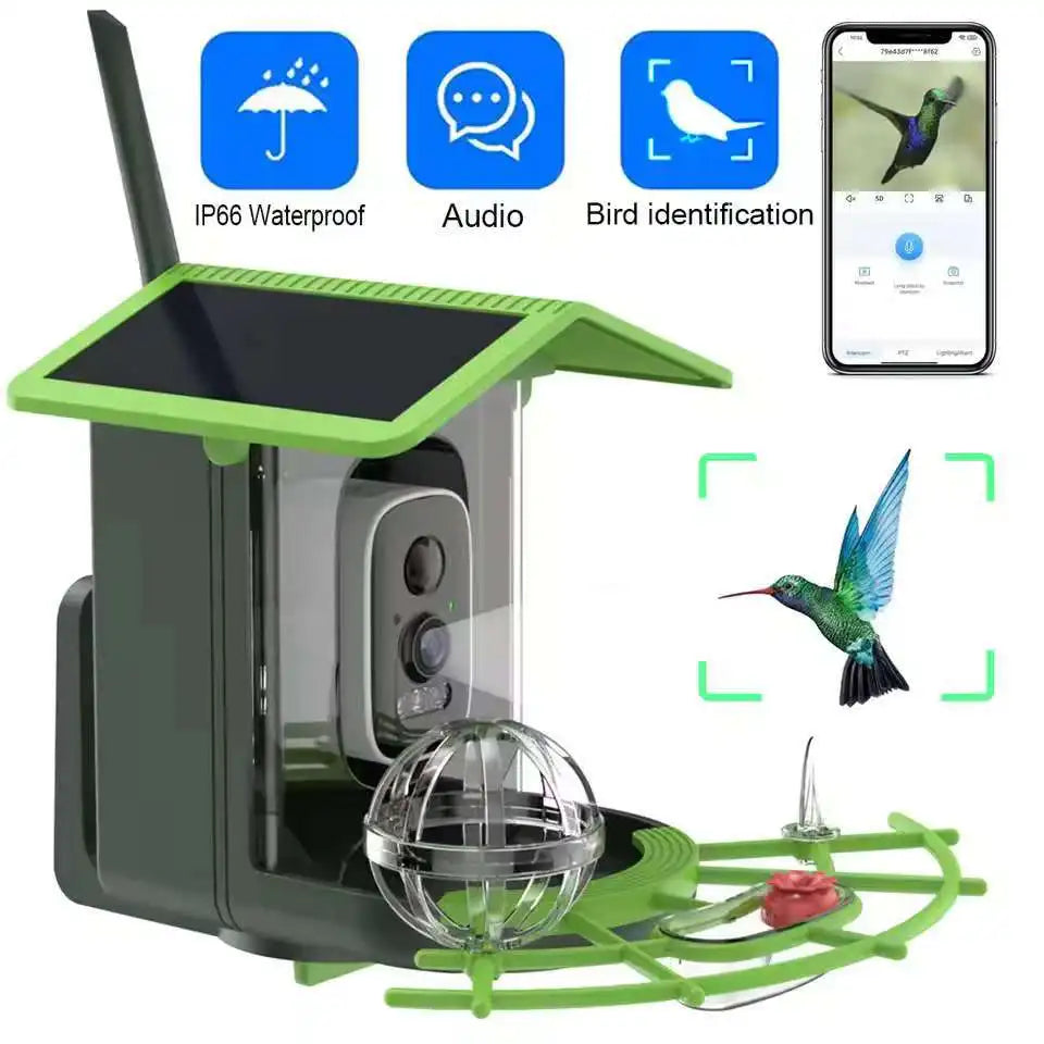 Capture Nature's Beauty with the Solar-Powered 2K HD Bird Feeder Camera - Instant Alerts for Birdwatching Enthusiasts!