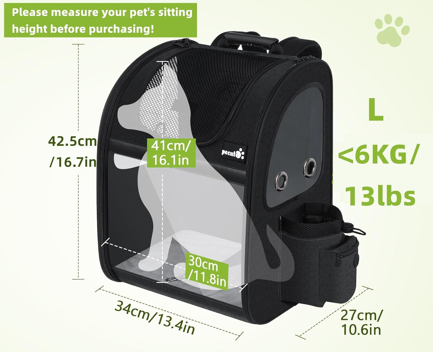 Ultimate Expandable Dog Carrier Backpack - Perfect for Small Dogs & Cats up to 18 Lbs, Waterproof & Breathable Design for Hiking, Travel, and Outdoor Adventures in Sleek Black