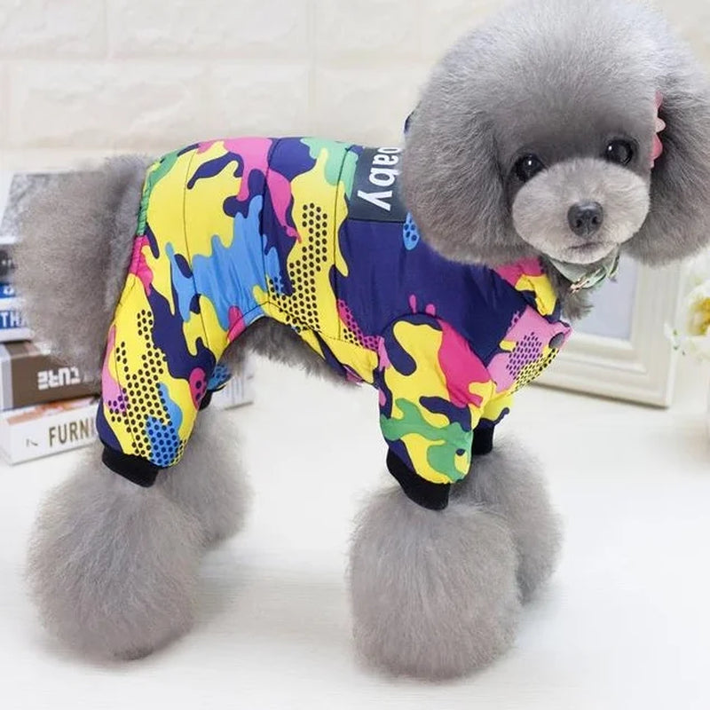 Cozy & Stylish Winter Dog Coat - Windproof Hooded Jumpsuit for Small to Medium Breeds