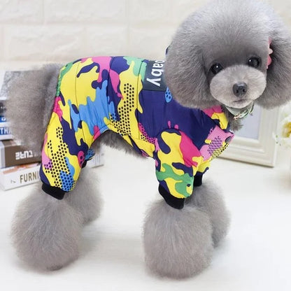 Cozy & Stylish Winter Dog Coat - Windproof Hooded Jumpsuit for Small to Medium Breeds