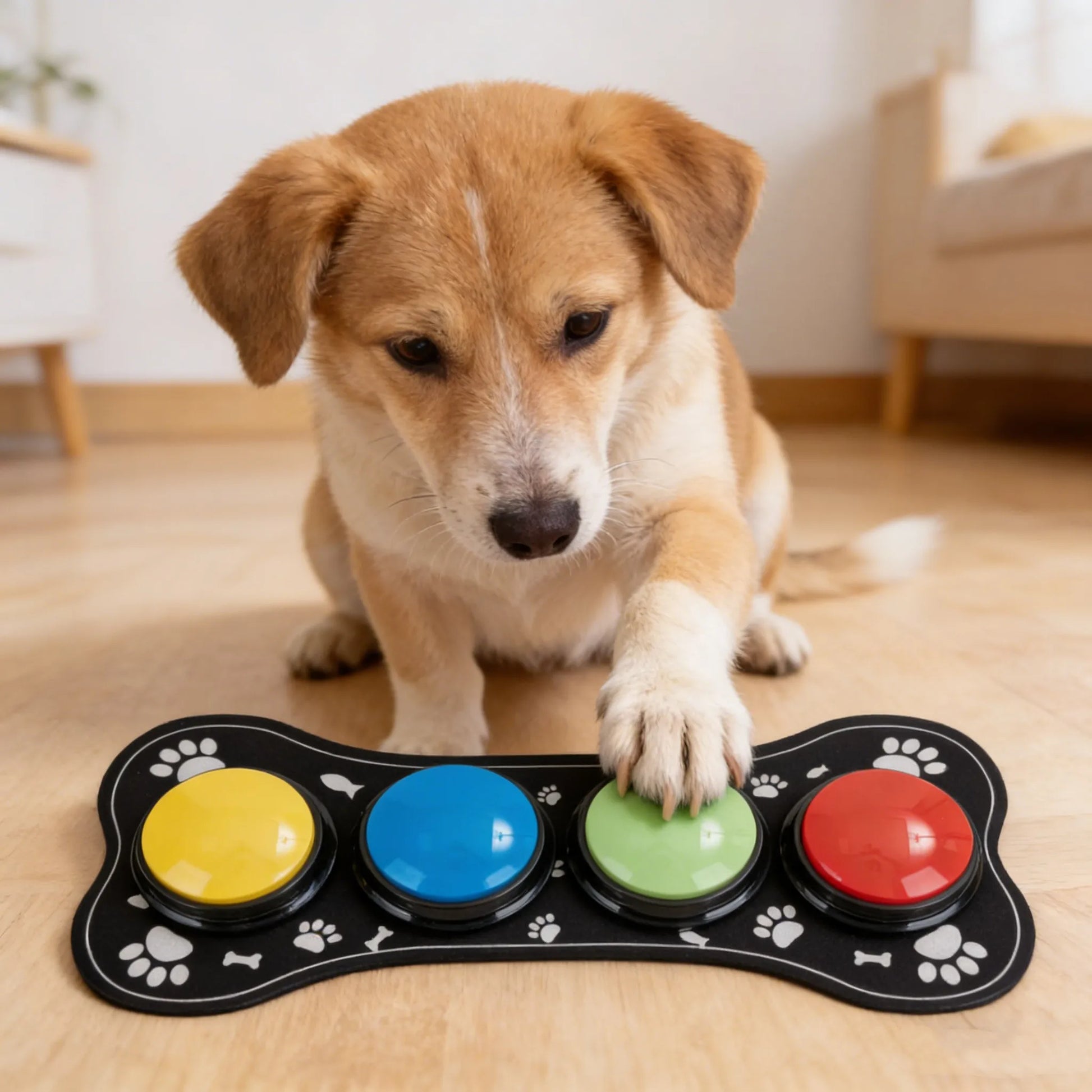 Engage Your Pet with 4PCS Interactive Dog Communication Buttons - Voice Recording & Nonslip Mat for Effective Training and Play!