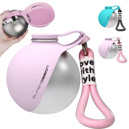 Stay Hydrated on the Go: 2-In-1 Leak-Proof Portable Dog Water Bottle for Small Dogs - Stainless Steel & Silicone Design