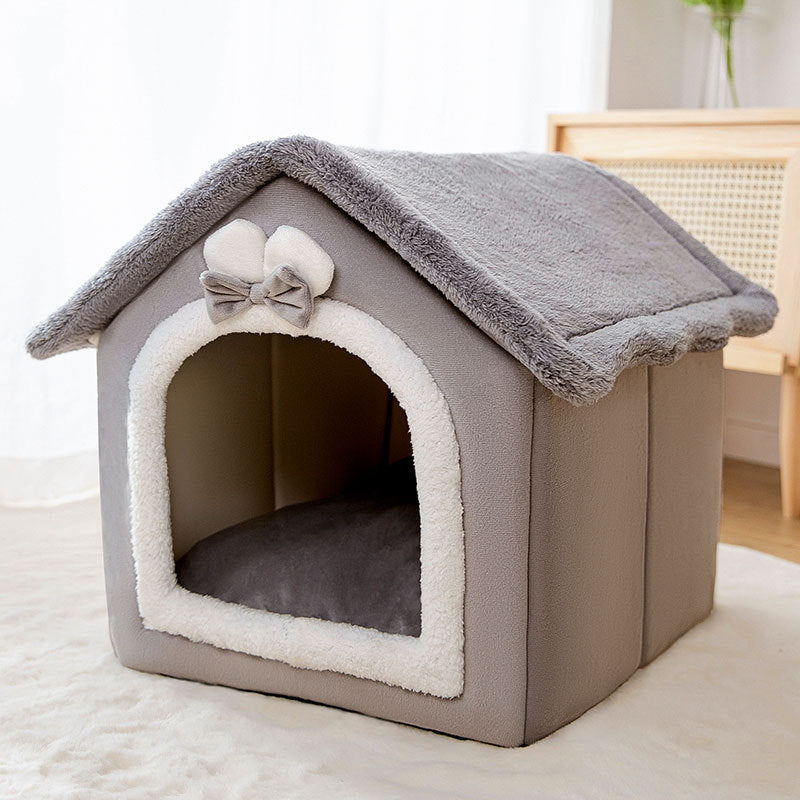 Cozy Coral Fleece Pet Bed for Small Dogs and Cats - Universal Four Seasons Dog House