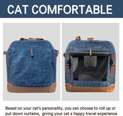 Spacious and Stylish Navy Pet Carrier for Large Cats and Small Dogs - Perfect for Travel and Comfort