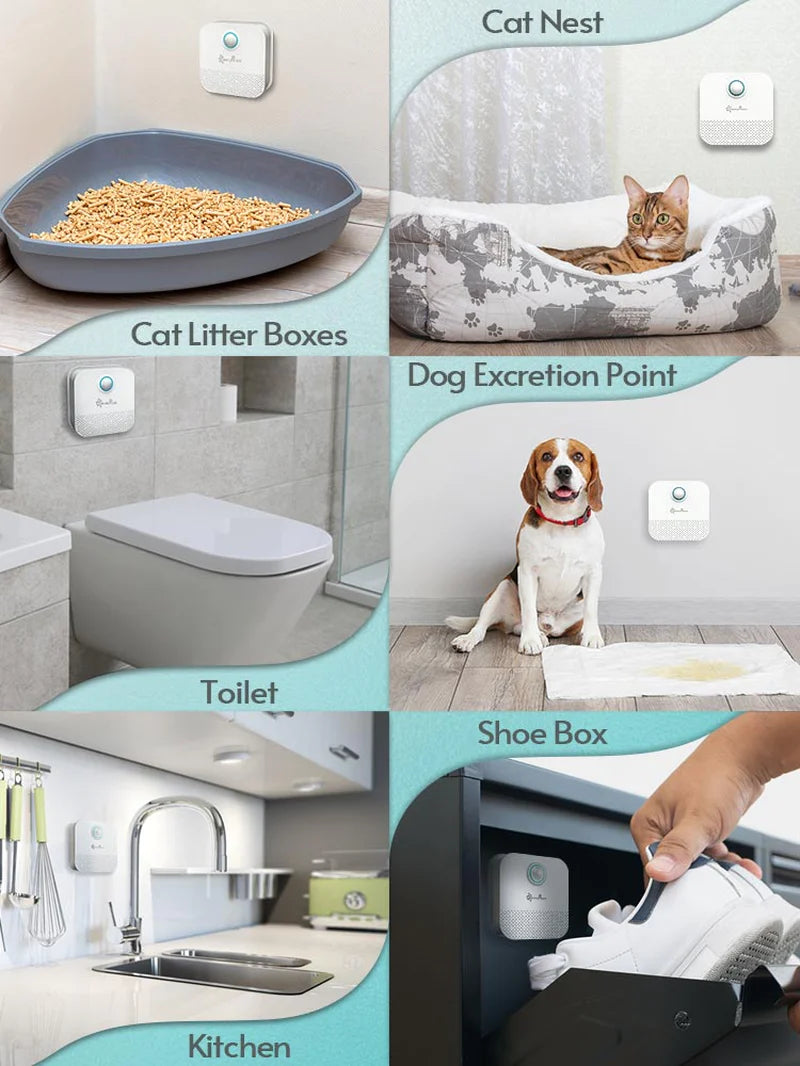 Transform Your Cat's Litter Box Experience with the Downypaws 4000mAh Smart Odor Purifier - Rechargeable Air Cleaner for Pets!