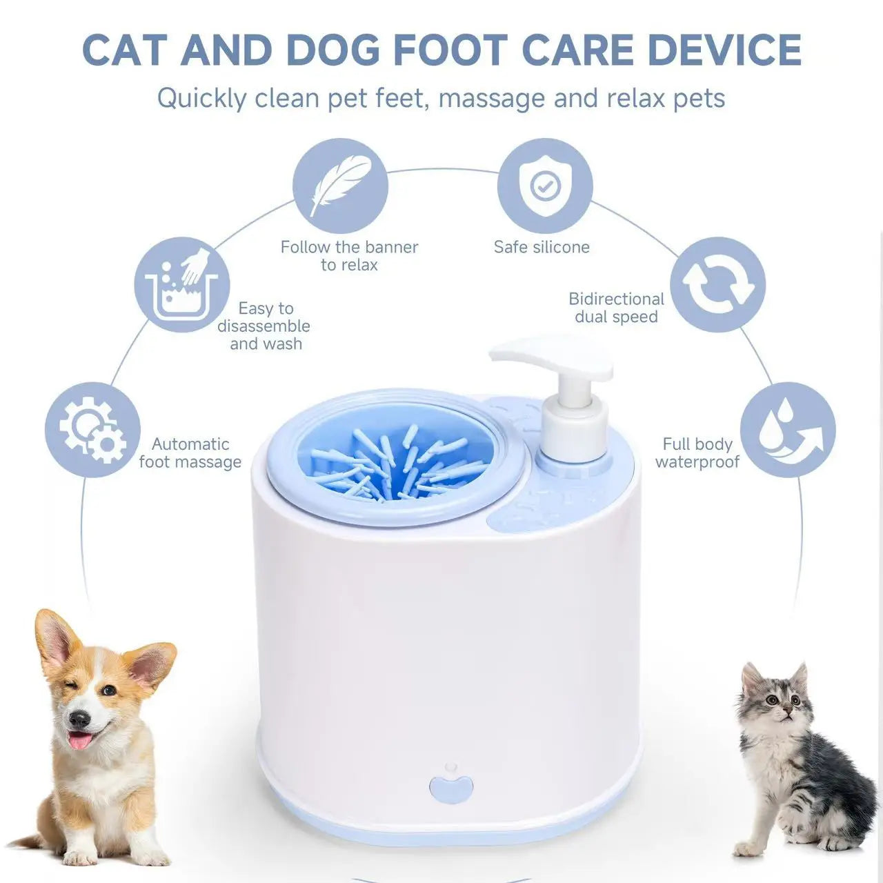 Effortless Cleaning with the 2-in-1 Automatic Pet Foot Washer - The Ultimate Electric Paw Cleaner with Soap Dispenser for Dogs and Cats