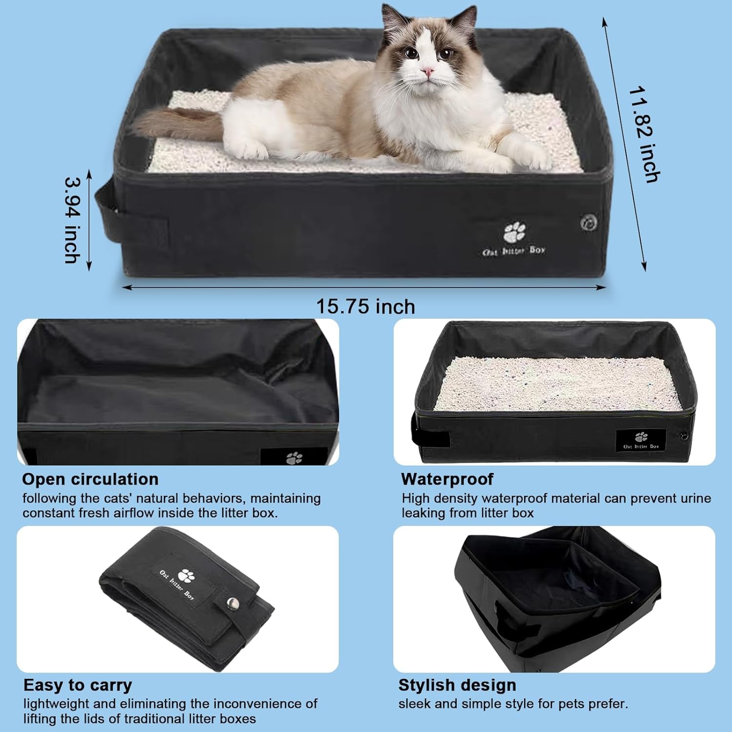 Ultimate Cat Carrier Soft-Sided Travel Kit: Comfortable & Convenient Litter Box for Cats Up to 20lbs - Perfect for Adventures in Green & Black!