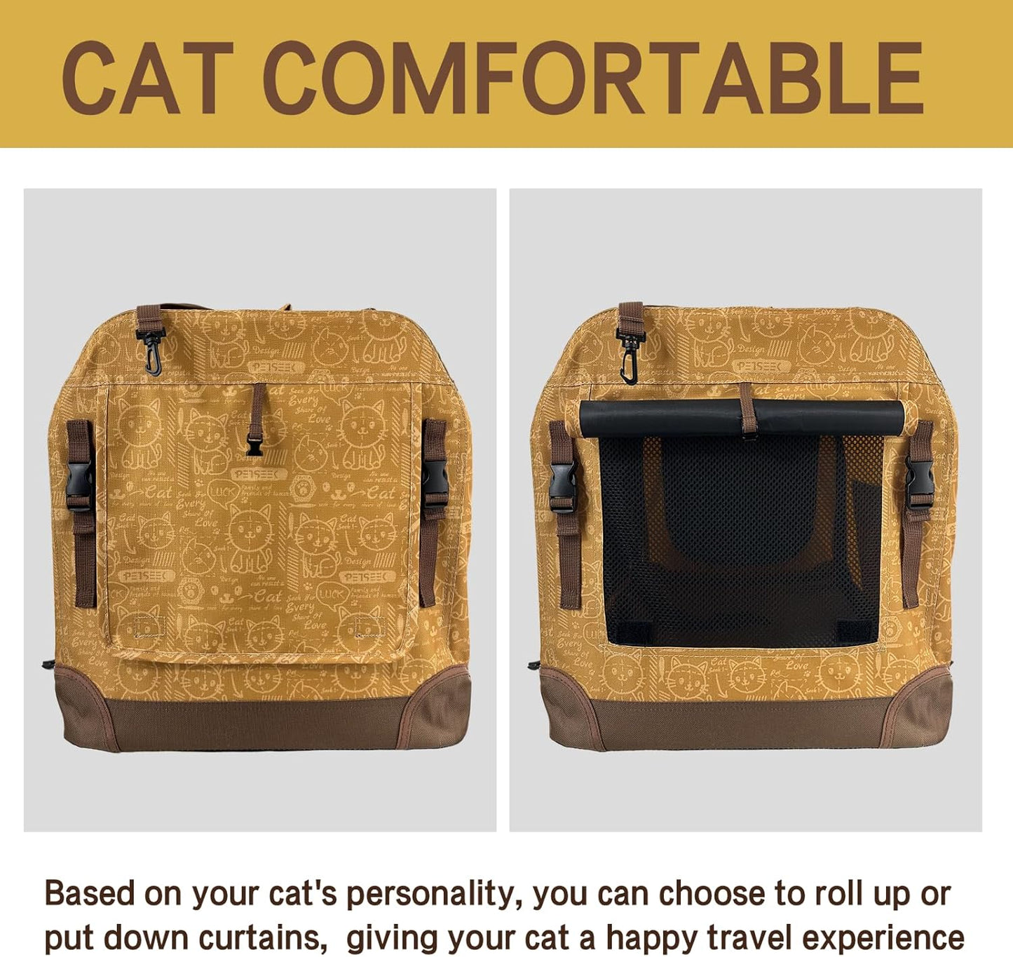 Spacious Yellow Soft-Sided Pet Carrier for Cats and Small Dogs - Travel-Friendly, Durable, and Comfortable Design