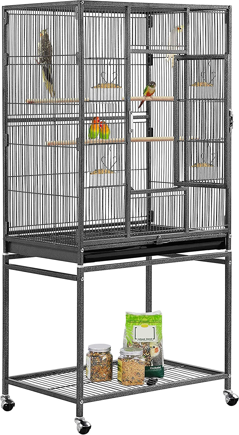 Spacious 54-Inch Wrought Iron Bird Cage with Stand - Perfect Home for Large Parrots and Small Birds