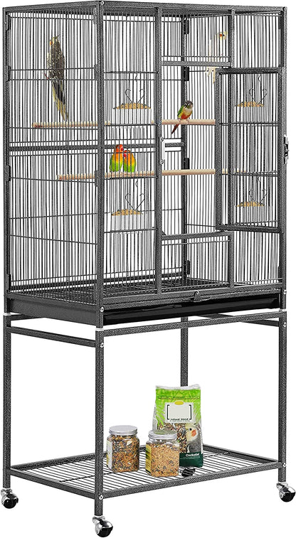Spacious 54-Inch Wrought Iron Bird Cage with Stand - Perfect Home for Large Parrots and Small Birds