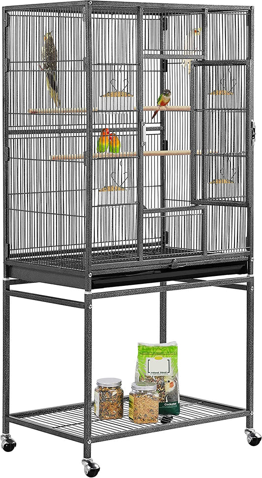 Spacious 54-Inch Wrought Iron Bird Cage with Stand - Perfect Home for Large Parrots and Small Birds