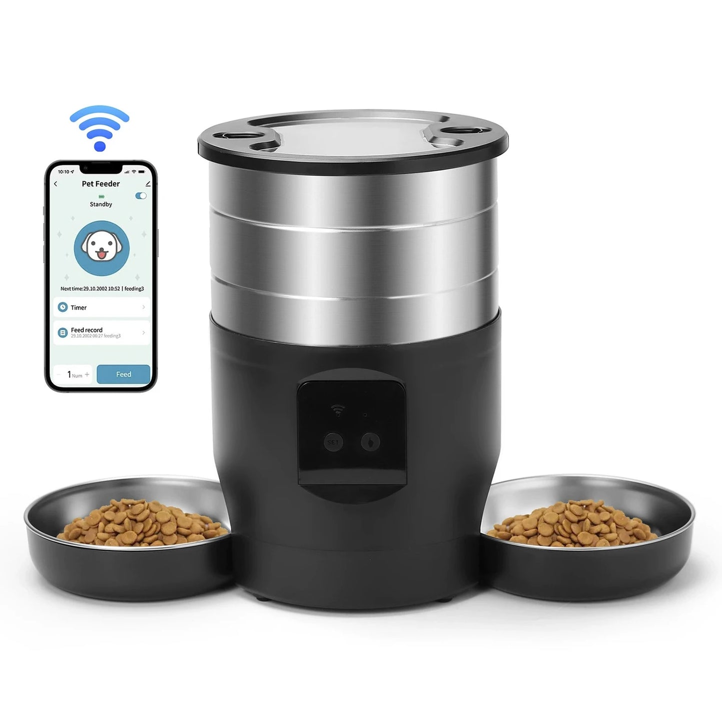 Smart 4.5L WiFi Pet Feeder with Dual Bowls - Perfect for Cats and Dogs!