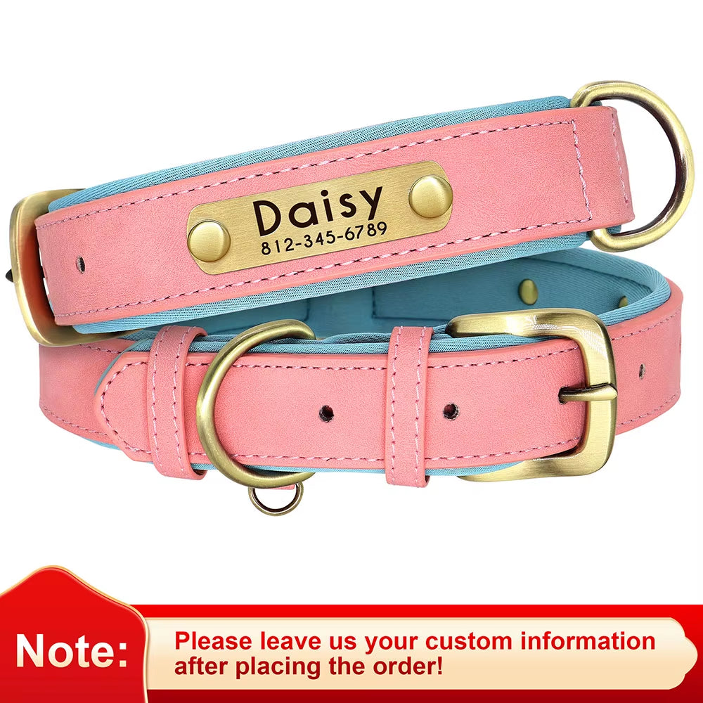 Personalized PU Leather Dog Collar with Free Engraving - Soft, Adjustable, and Perfect for All Breeds!