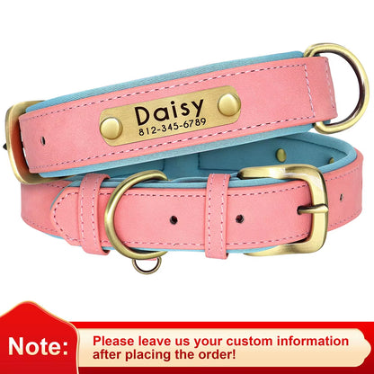 Personalized PU Leather Dog Collar with Free Engraving - Soft, Adjustable, and Perfect for All Breeds!