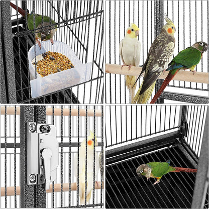 Spacious 54-Inch Wrought Iron Bird Cage with Stand - Perfect Home for Large Parrots and Small Birds