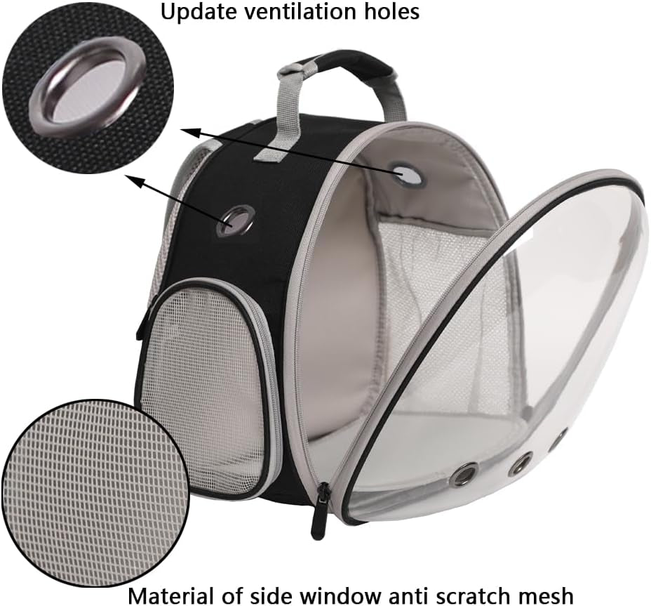 Ultimate Grey Guinea Pig Backpack Carrier with Clear Bubble Window - Perfect for Bearded Dragons, Hedgehogs, and More! Airline Approved for Travel Adventures