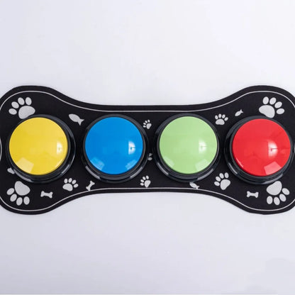 Engage Your Pet with 4PCS Interactive Dog Communication Buttons - Voice Recording & Nonslip Mat for Effective Training and Play!