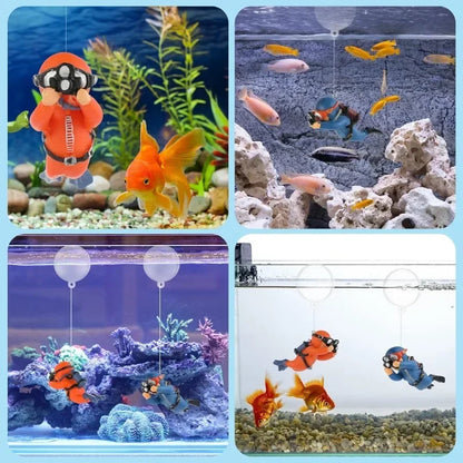 Transform Your Aquarium with 3PCS Cartoon Diver Decor - Floating Mermaid Fish Tank Accessories