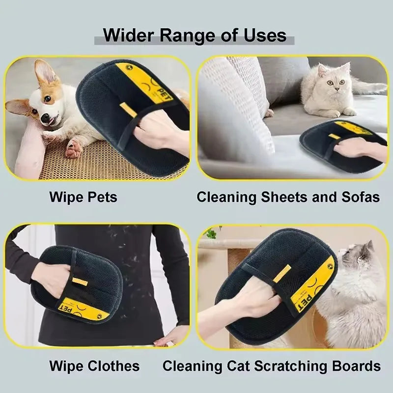 Revolutionary Pet Grooming Gloves - Effortlessly Remove Hair and Lint with 2-in-1 Design!