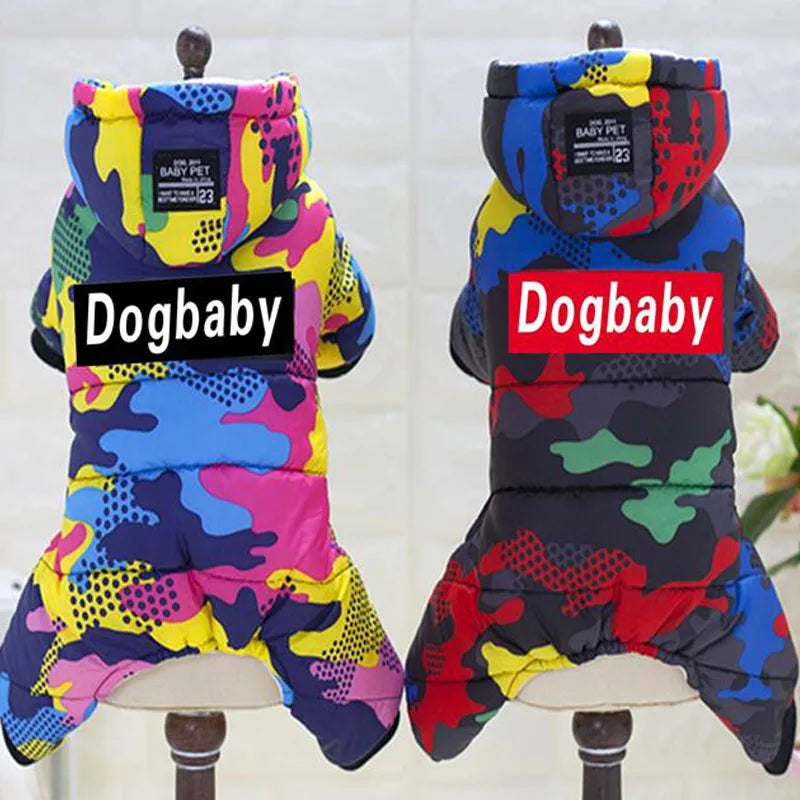 Cozy & Stylish Winter Dog Coat - Windproof Hooded Jumpsuit for Small to Medium Breeds