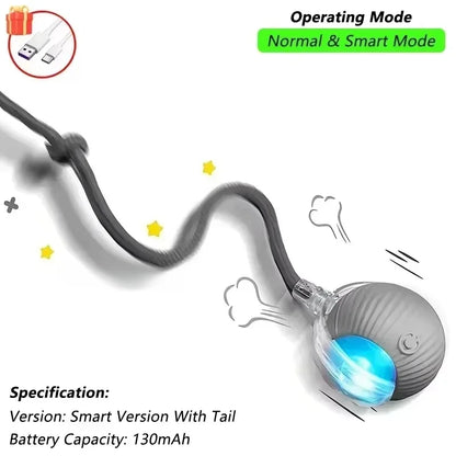 Exciting Interactive Cat Ball Toy - Rechargeable Automatic Rolling Ball with Tail for Endless Playtime Fun!