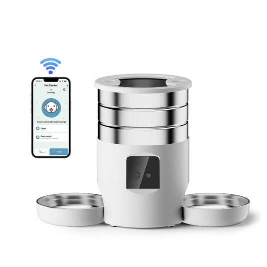 Smart 4.5L WiFi Pet Feeder with Dual Bowls - Perfect for Cats and Dogs!