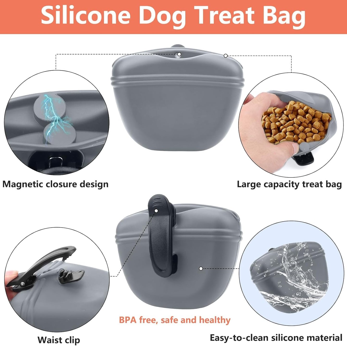 Comprehensive Dog Training Kit - All-in-One Treat Pouch, Fanny Pack, Clickers, Whistle & Guide for Effective Puppy Training (Grey)