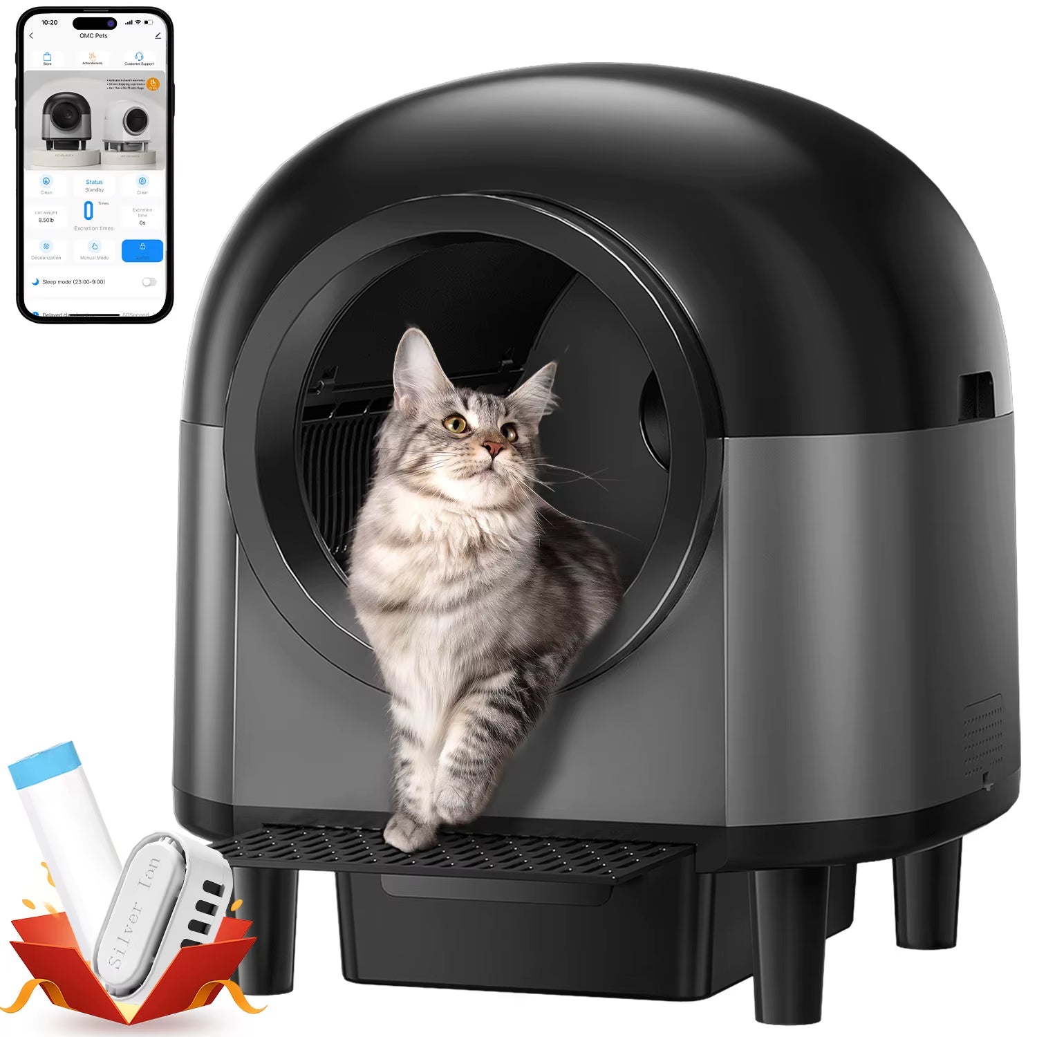 Revolutionary Self-Cleaning Automatic Cat Litter Box - Spacious 110L Smart Toilet with Safety Stairs and App Control