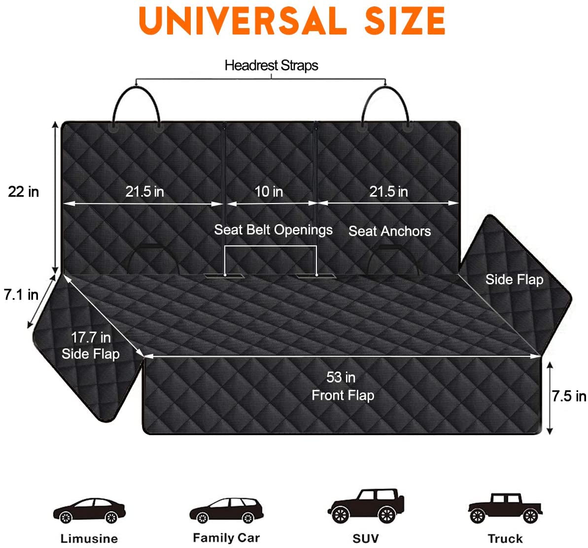 Ultimate Dog Car Seat Cover - Waterproof, Non-Slip Back Seat Protector for Pets & Kids - Fits Most Cars, Trucks & SUVs - Black