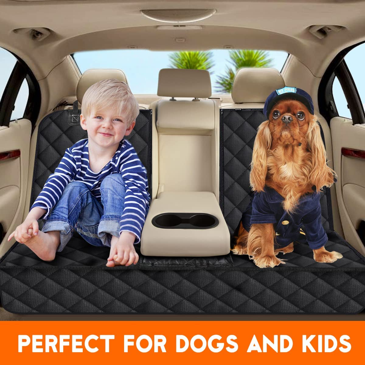 Ultimate Dog Car Seat Cover - Waterproof, Non-Slip Back Seat Protector for Pets & Kids - Fits Most Cars, Trucks & SUVs - Black
