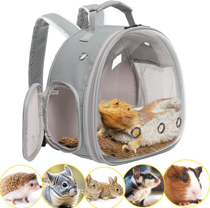 Ultimate Grey Guinea Pig Backpack Carrier with Clear Bubble Window - Perfect for Bearded Dragons, Hedgehogs, and More! Airline Approved for Travel Adventures