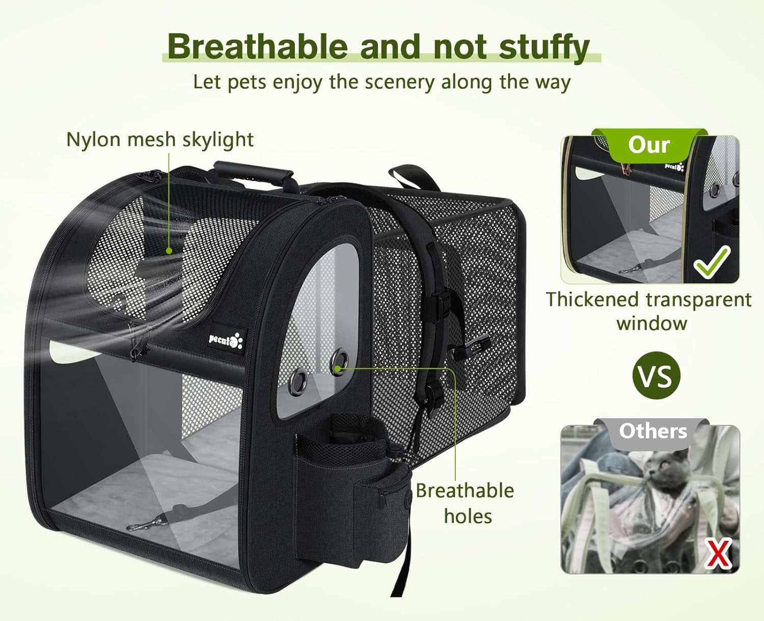 Ultimate Expandable Dog Carrier Backpack - Perfect for Small Dogs & Cats up to 18 Lbs, Waterproof & Breathable Design for Hiking, Travel, and Outdoor Adventures in Sleek Black